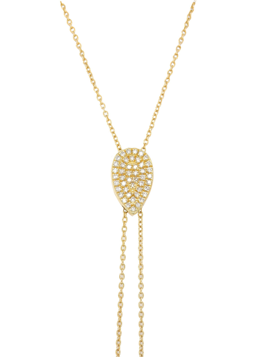 14k Yellow Gold Diamond Adjustable Lariat Necklace