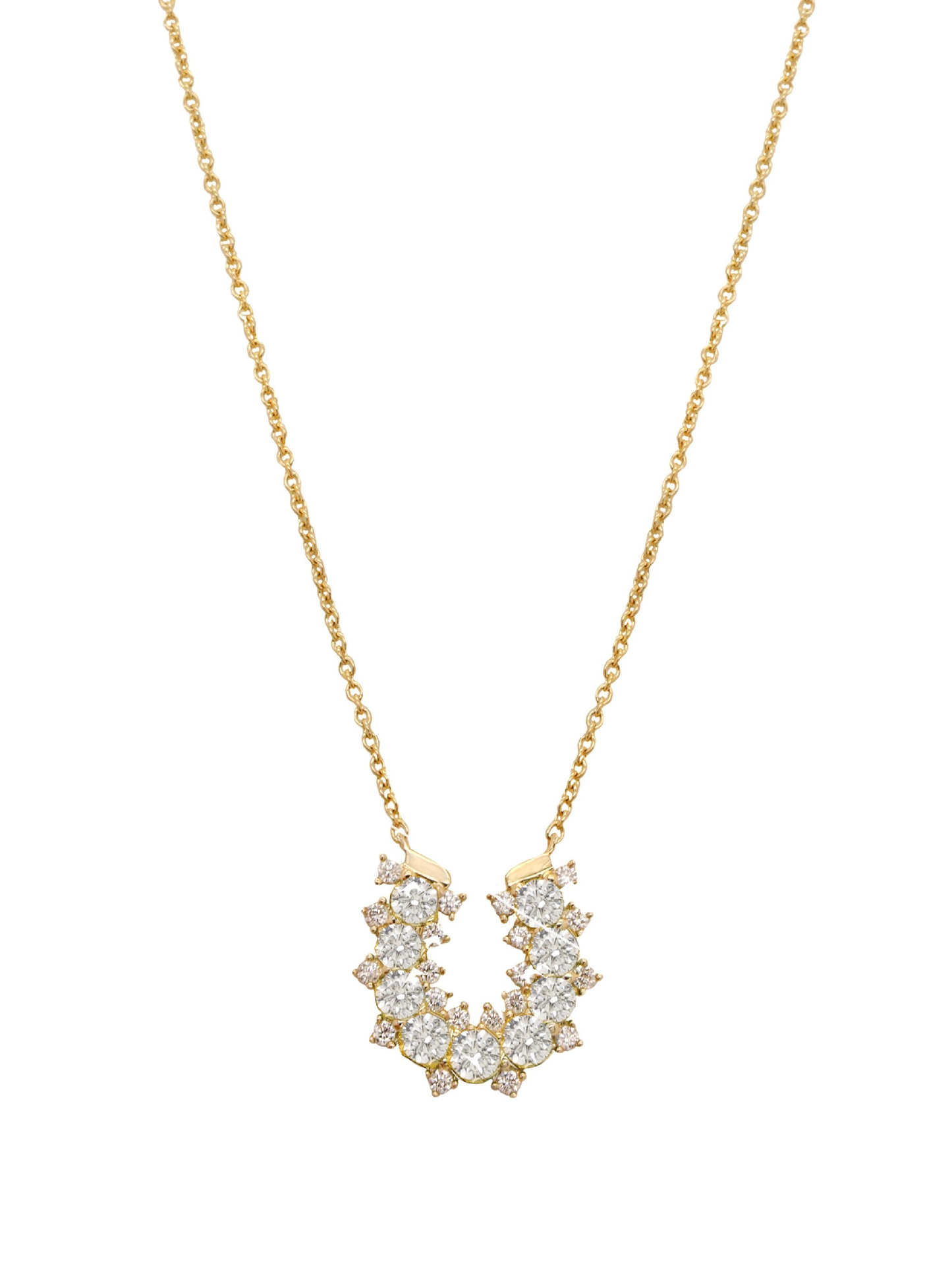 14k Yellow Gold Diamond Lucky Horseshoe Necklace
