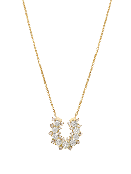 14k Yellow Gold Diamond Lucky Horseshoe Necklace
