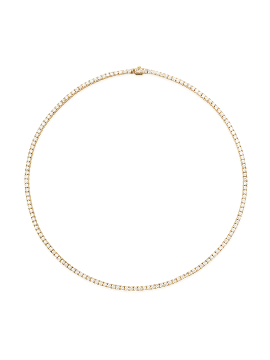 14k Yellow Gold Diamond Large 16 inch 4 Prong Tennis Necklace