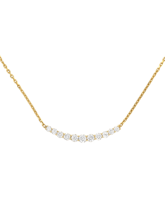 14k Yellow Gold Diamond Large Curved Bar Necklace