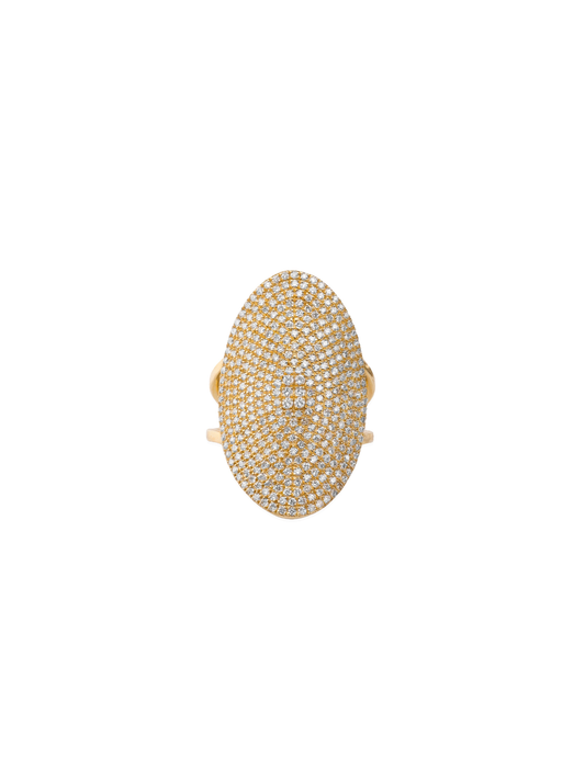 14k Yellow Gold Diamond Large Oval Pave Ring