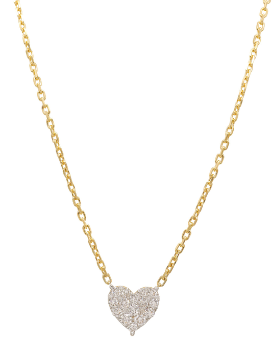 14k Yellow Gold Diamond Heart Necklace