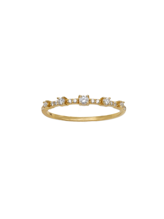 14k Yellow Gold Diamond Graduated Single Prong Ring