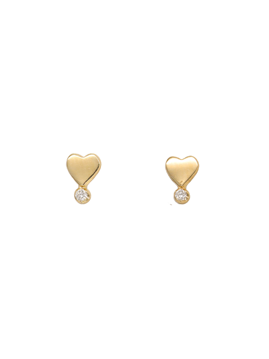 14k Yellow Gold Diamond Heart Exclamation Earrings