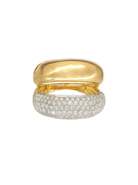 14k Yellow Gold Diamond Double Cloud Ring