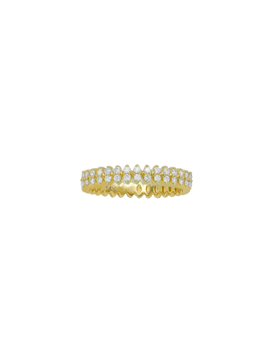 14k Yellow Gold Diamond Double Arrow Band