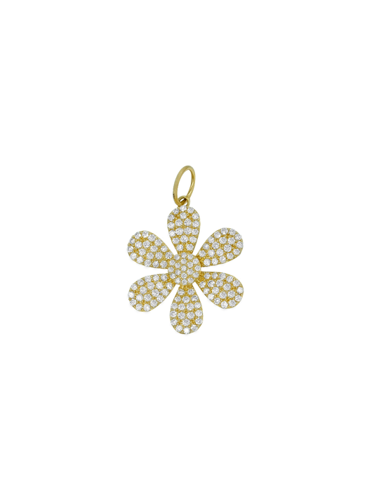 14k Yellow Gold Diamond Daisy Flower Charm