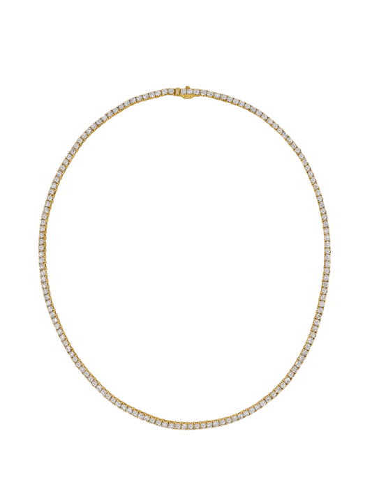 14k Yellow Gold Diamond Extra Large 16 inch 4 Prong Tennis Necklace