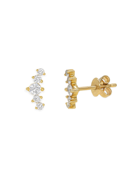 14k Yellow Gold Diamond Crawler Earrings