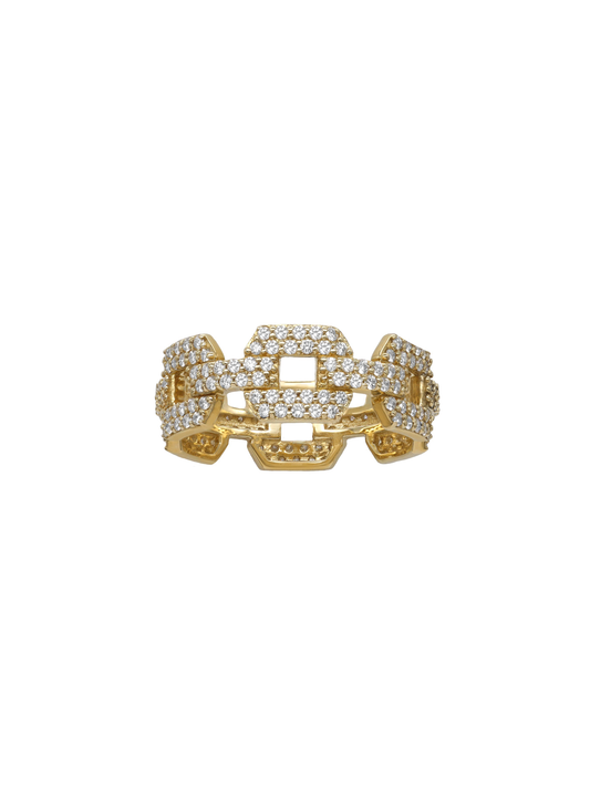 14k Yellow Gold Diamond Chain Link Ring