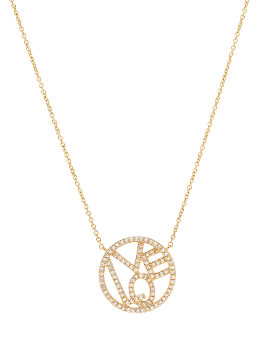 14k Yellow Gold Diamond Circle Love Necklace