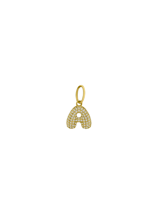 14k Yellow Gold Diamond Bubble Letter Charm
