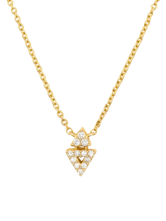 14k Yellow Gold Diamond Double Arrow Necklace