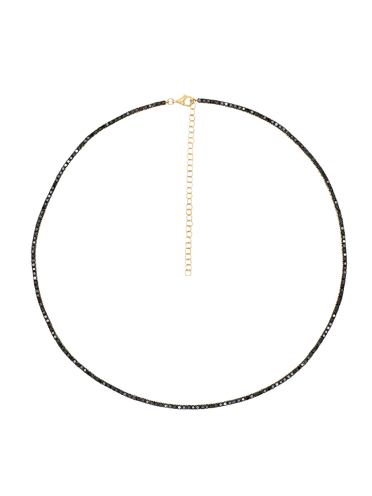 14k Yellow Gold Black Diamond Tennis Necklace