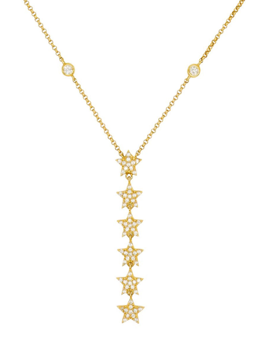 14k Yellow Gold Diamond Star/Bezel Drop Necklace
