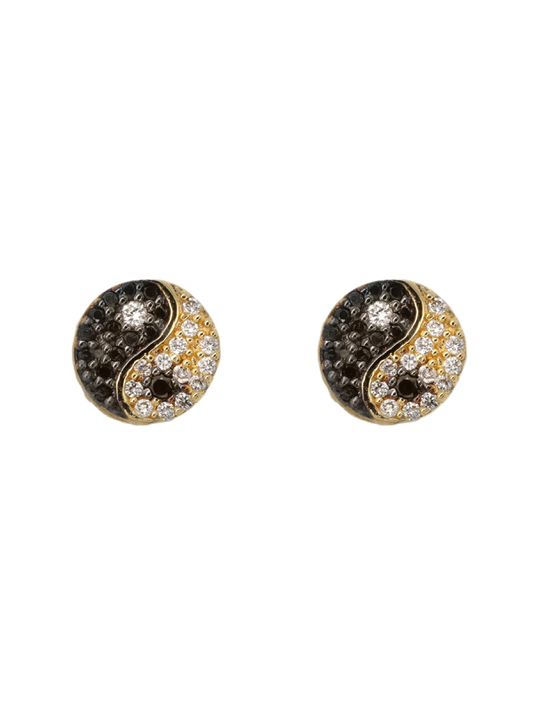 14k Yellow Gold Black Diamond Yin/Yang Earrings