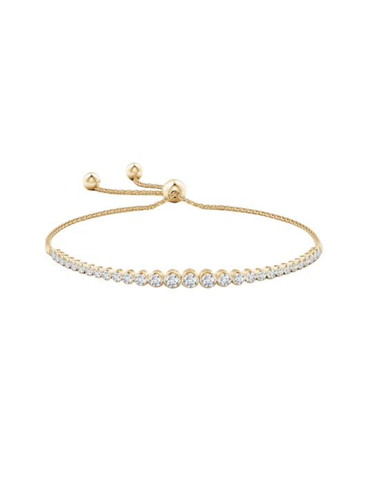14k Yellow Gold Diamond Bezel Pulley Bracelet