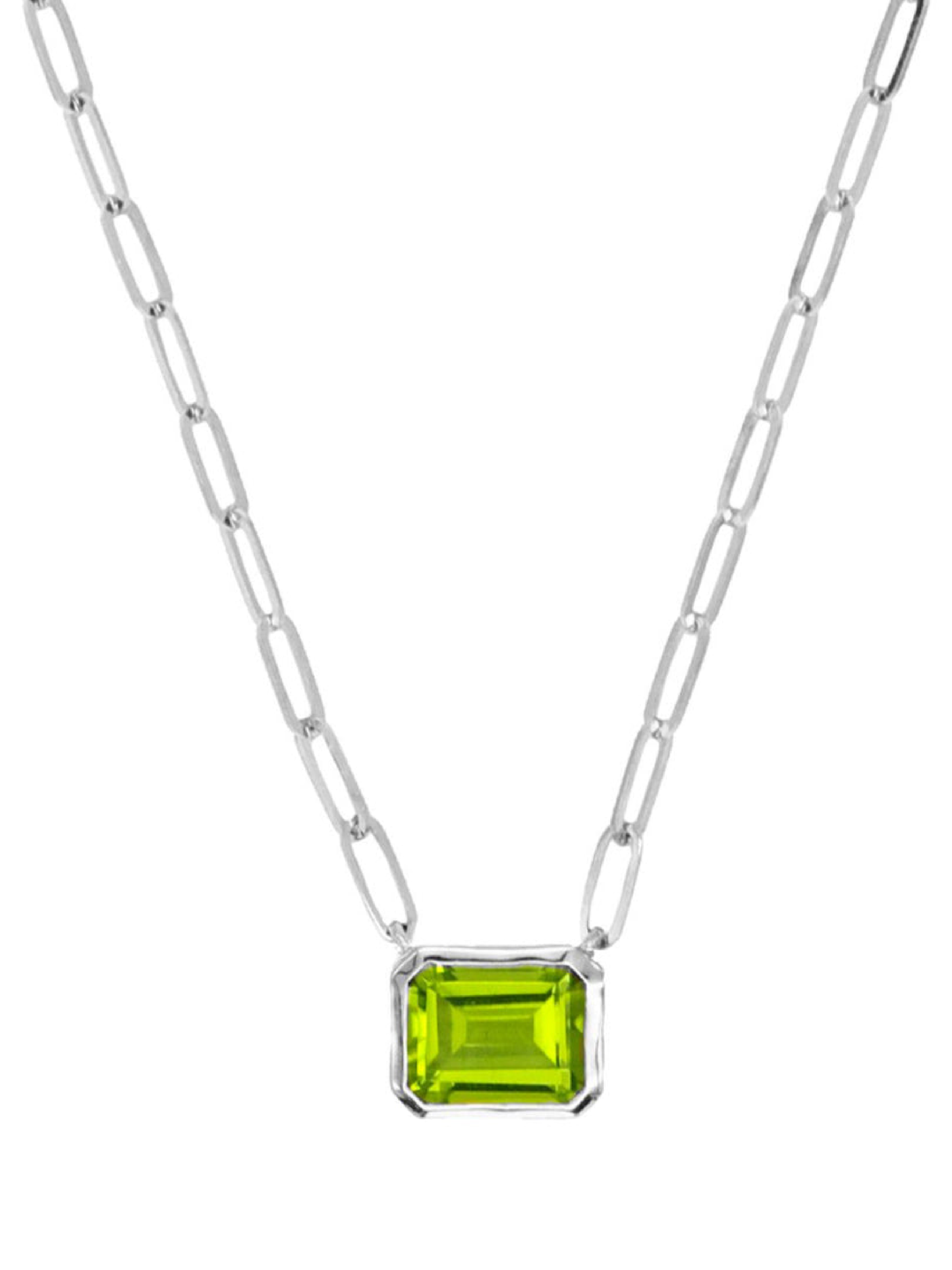 14k White Gold Peridot Necklace