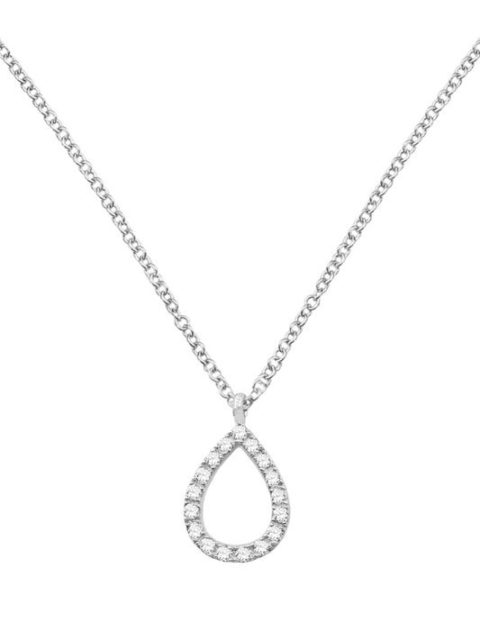 14k White Gold Diamond Rain Drop Necklace
