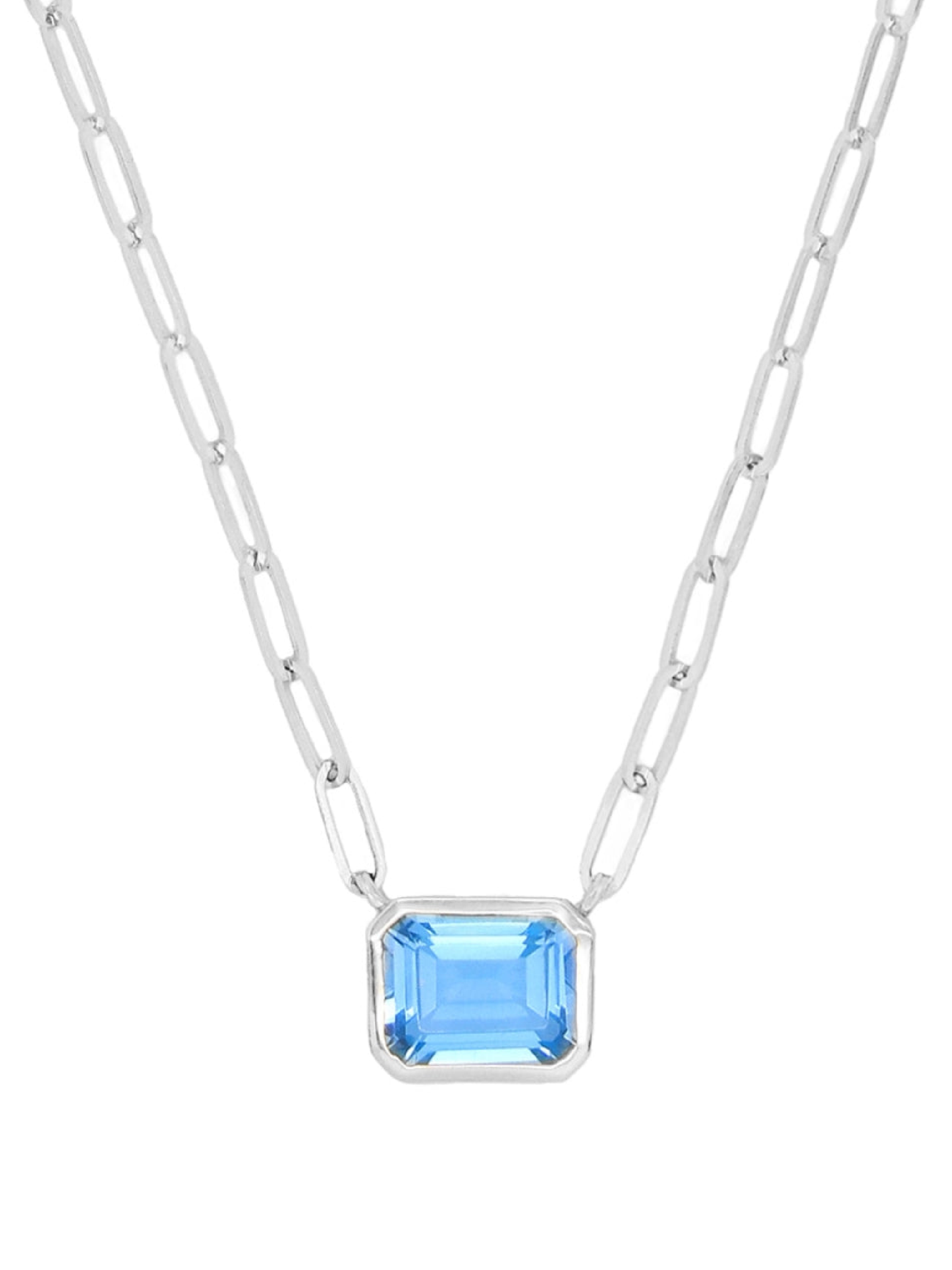 14k White Gold Blue Topaz Necklace