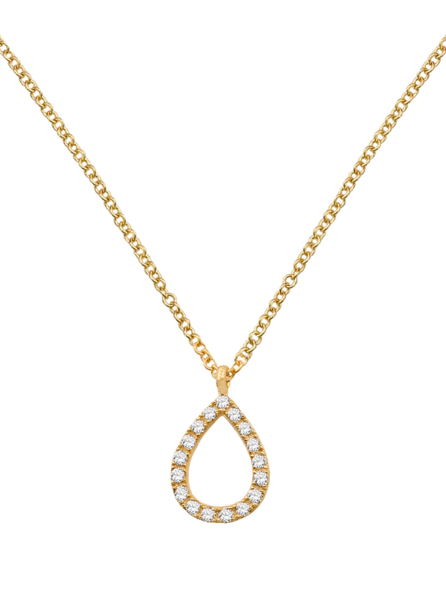 14k Yellow Gold Diamond Rain Drop Necklace