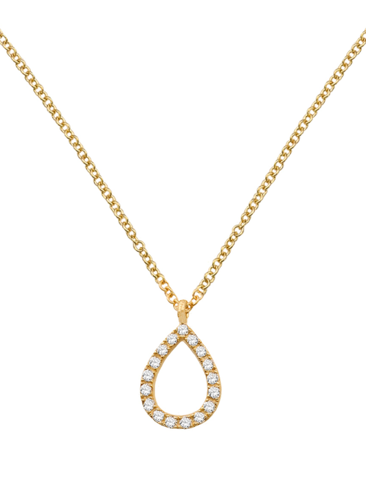 14k Yellow Gold Diamond Rain Drop Necklace