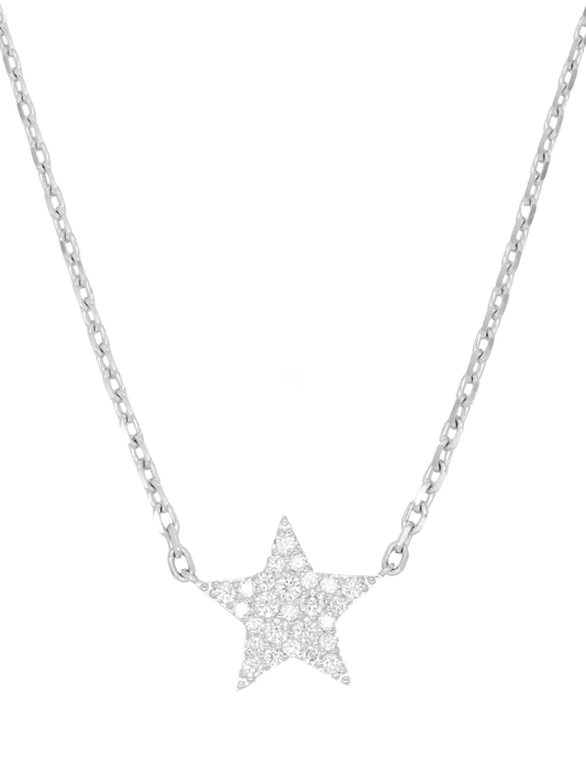 14k White Gold Diamond Star Necklace