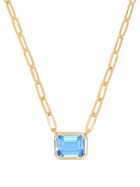 14k Yellow Gold Blue Topaz Necklace