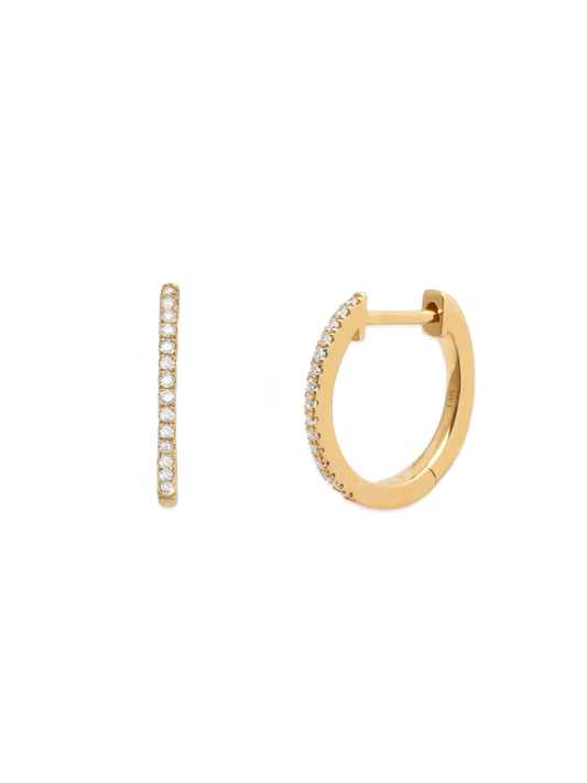 14k Yellow Gold Small Diamond Huggie Earrings