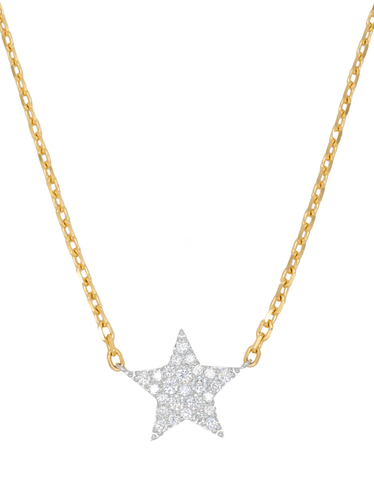 14k Yellow Gold Diamond Star Necklace