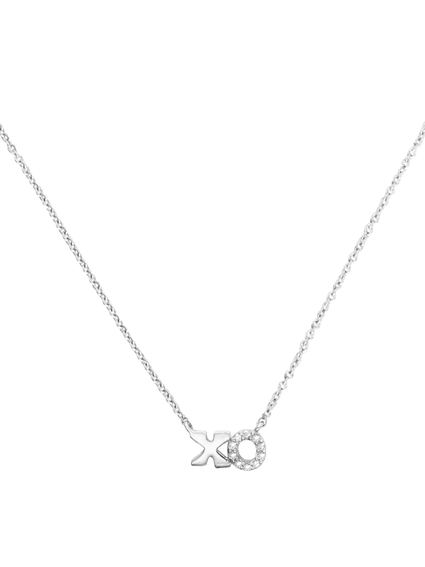 14k White Gold Diamond XO Necklace