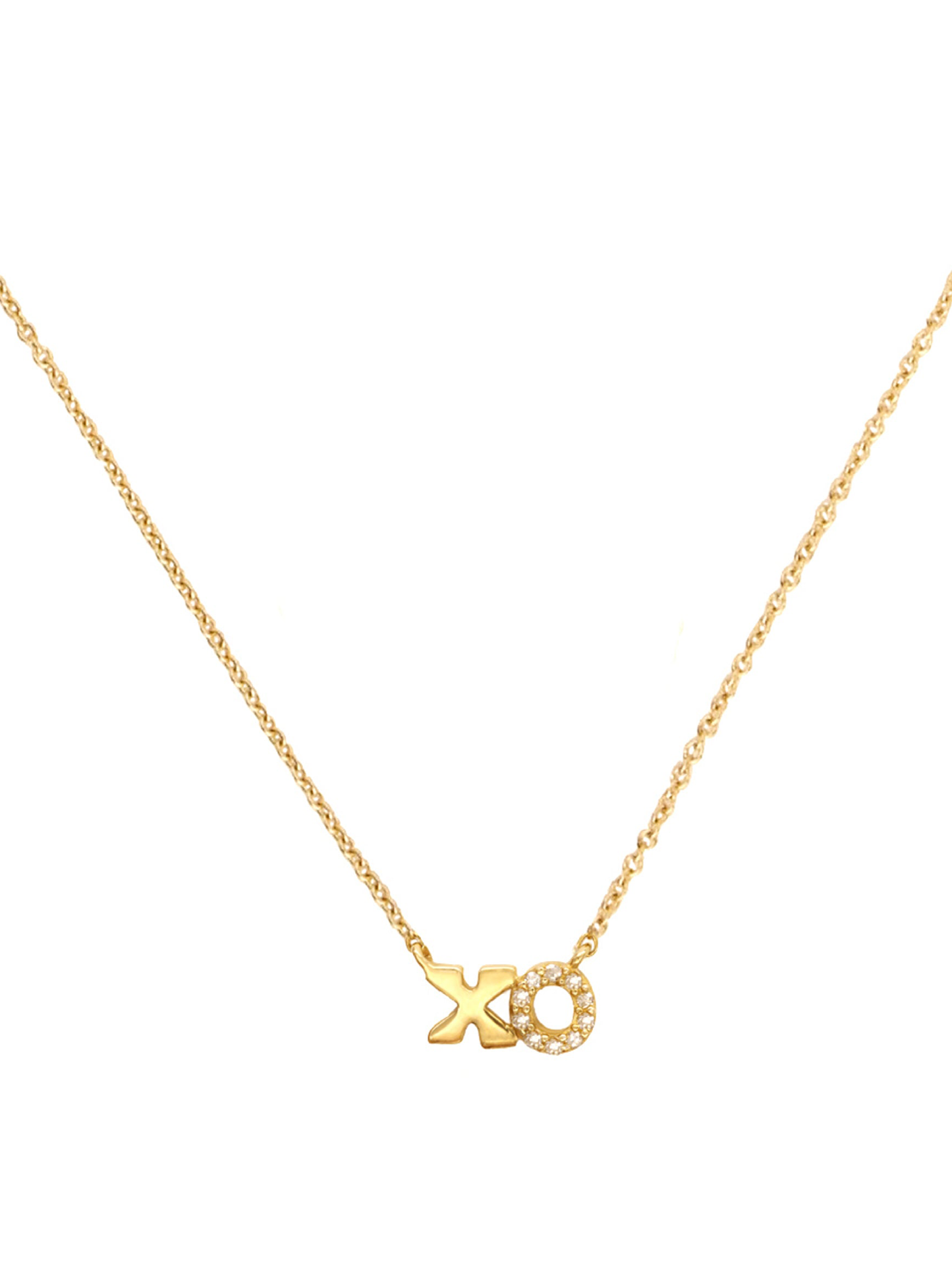 14k Yellow Gold Diamond XO Necklace