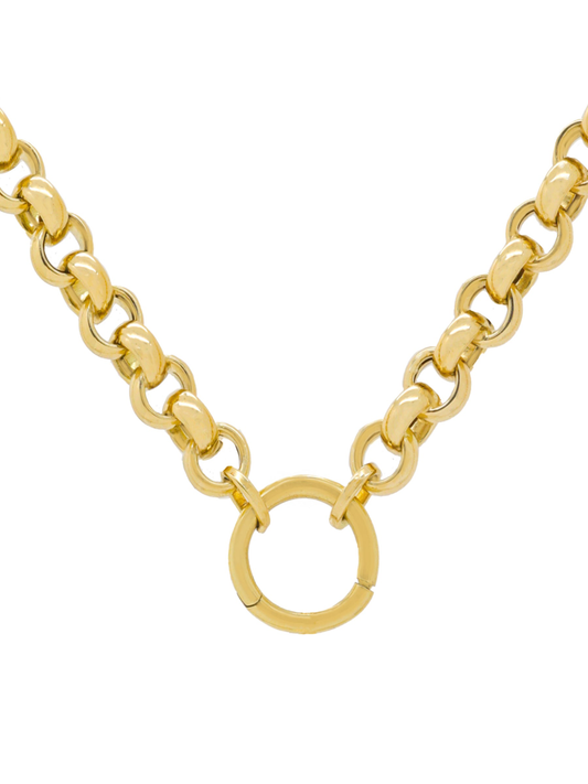 14k Yellow Gold Rolo Charm Chain Necklace