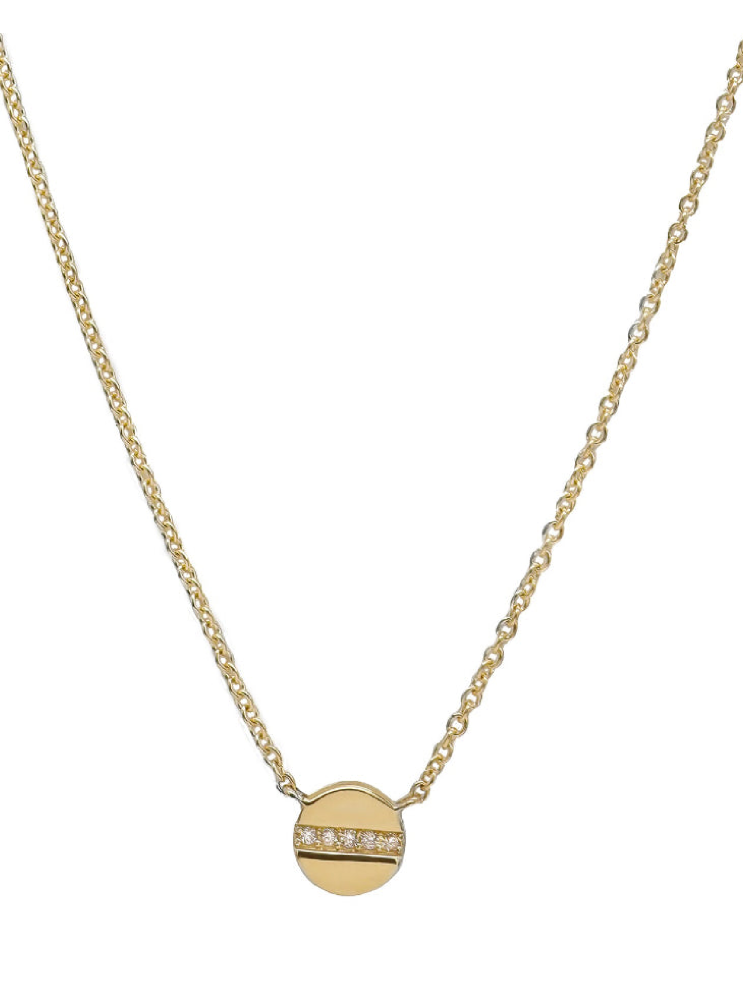 14k Yellow Gold Diamond Screw Necklace