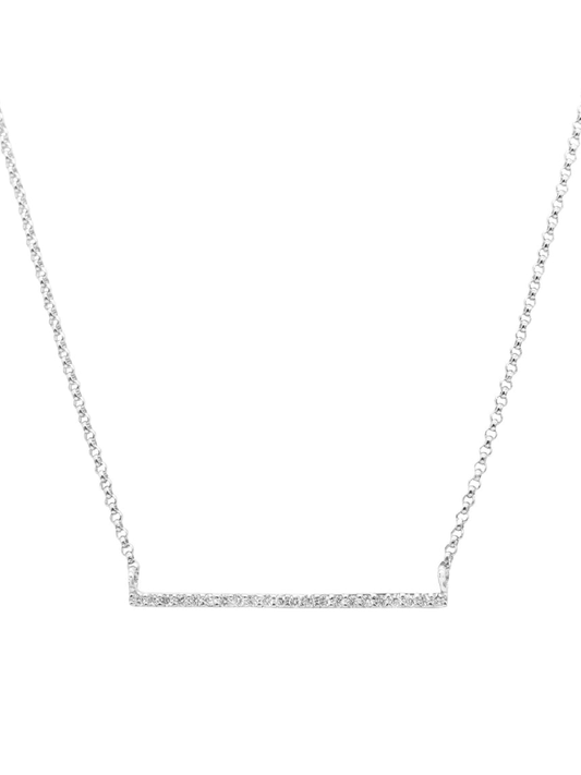14k White Gold Diamond Bar Necklace