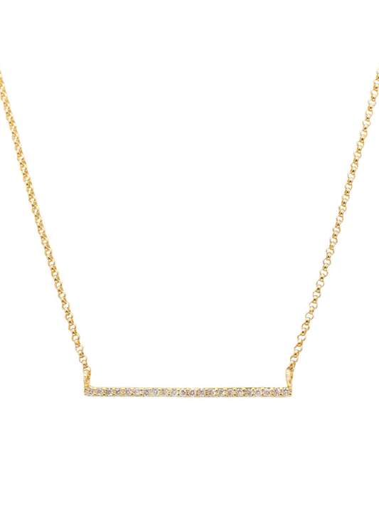 14k Yellow Gold Diamond Bar Necklace