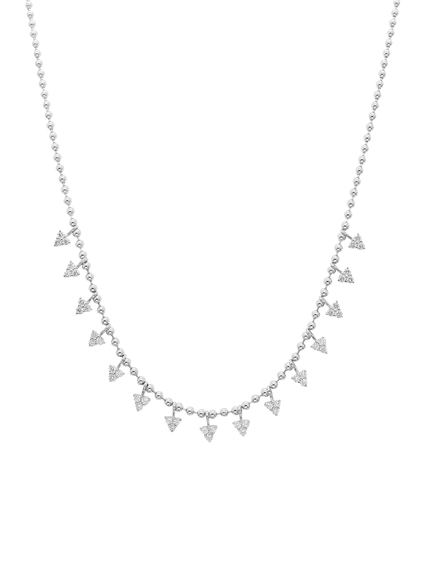 14k White Gold Diamond Arrow Necklace
