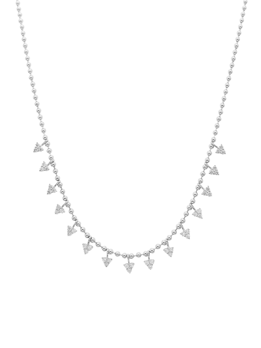 14k White Gold Diamond Arrow Necklace