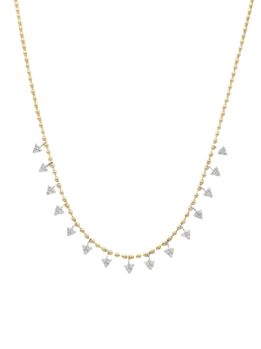 14k Yellow Gold Diamond Arrow Necklace