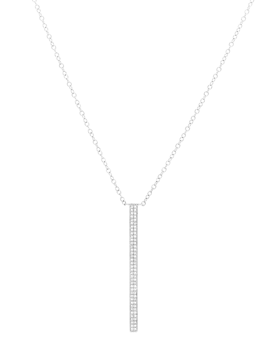 14k White Gold Diamond Double Bar Necklace