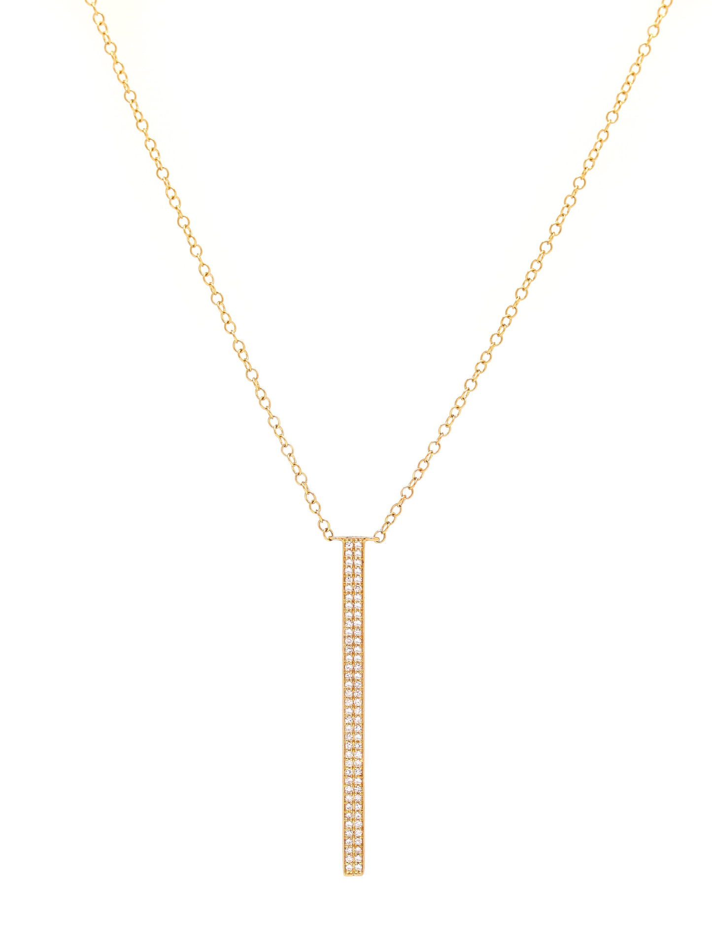 14k Yellow Gold Diamond Double Bar Necklace