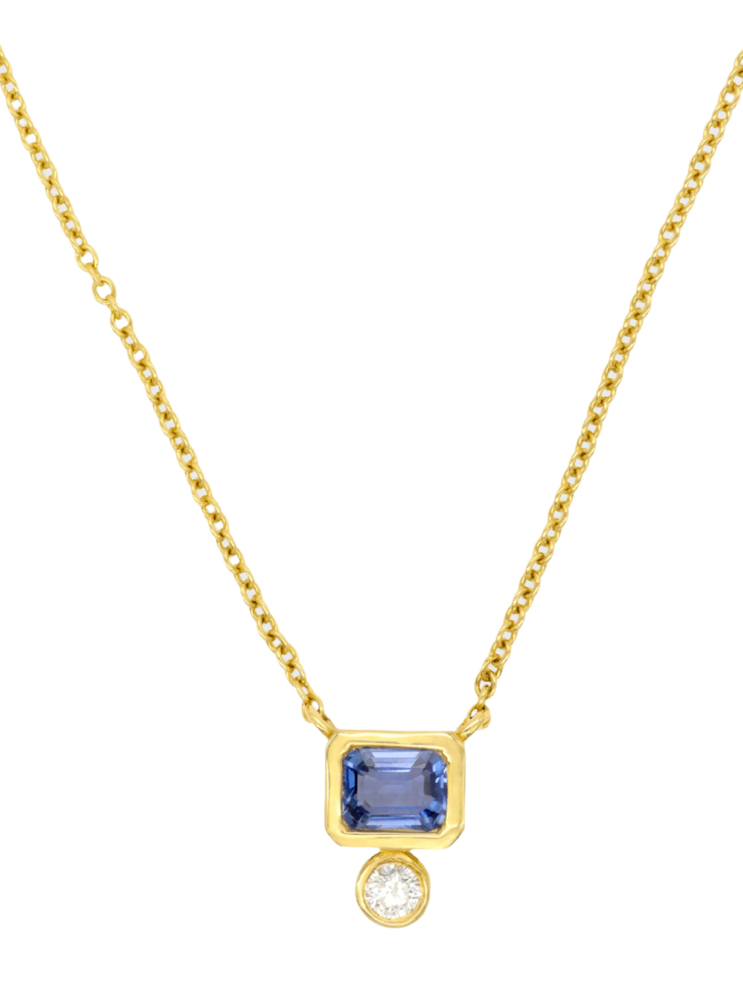 14k Yellow Gold Blue Sapphire/Diamond Necklace