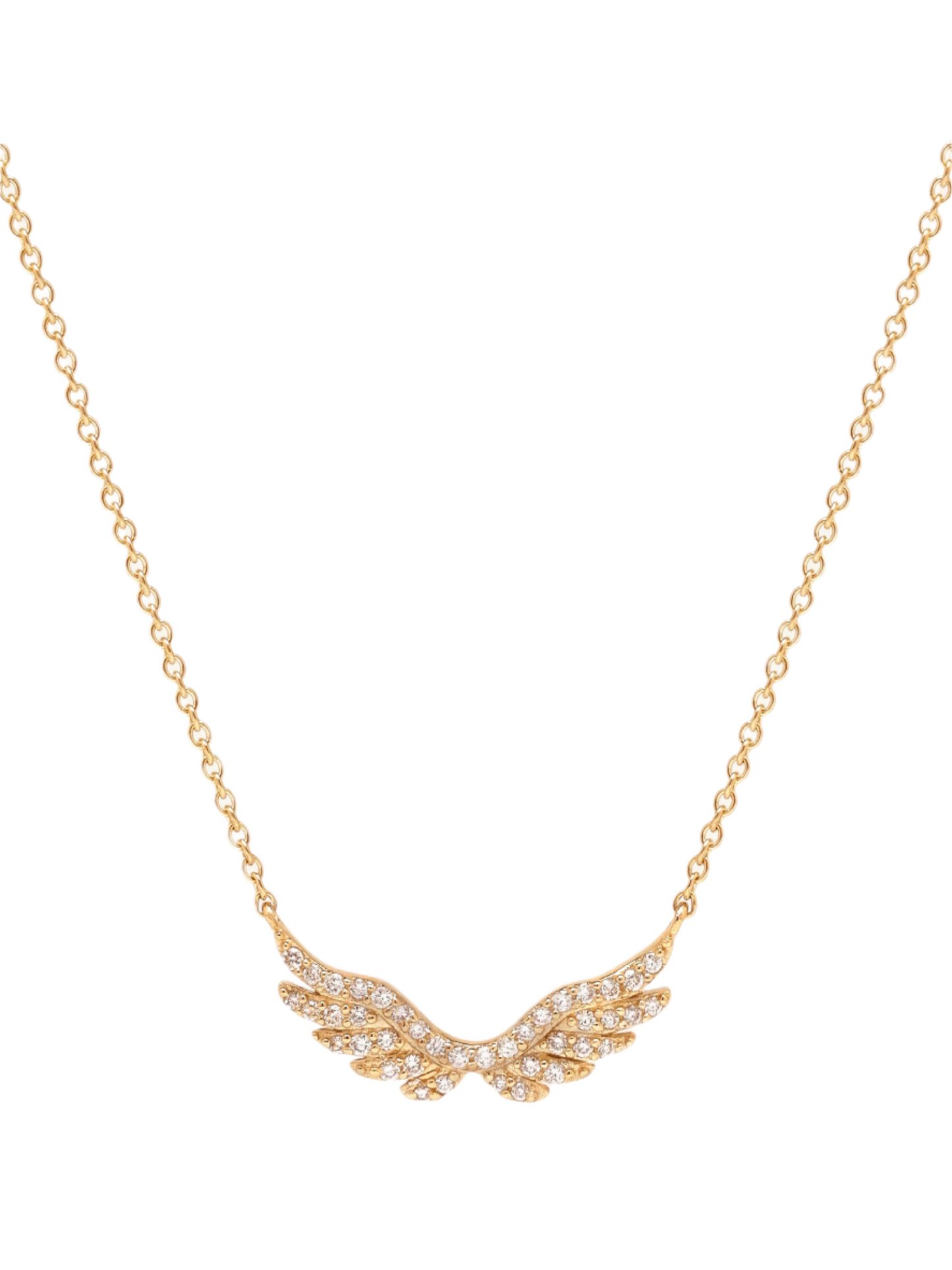 14k Yellow Gold Diamond Angel Wing Necklace