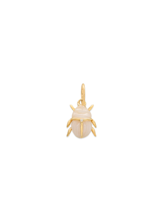 14k Yellow Gold Diamond/Mother of Pearl Scarab Charm
