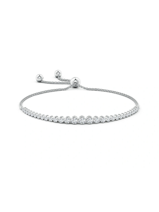 14k White Gold Diamond Bezel Pulley Bracelet