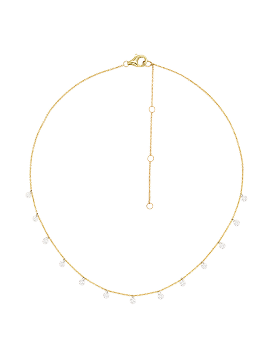 14k Yellow Gold Small Drill Diamond Necklace