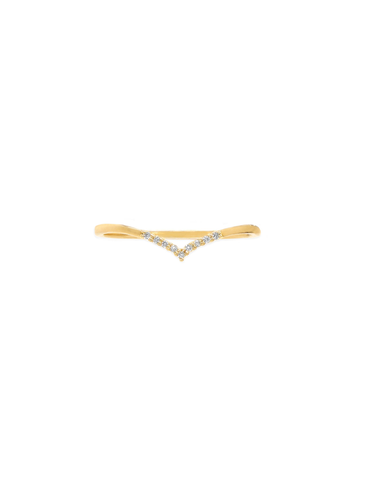 14k Yellow Gold Diamond V Stackable Ring
