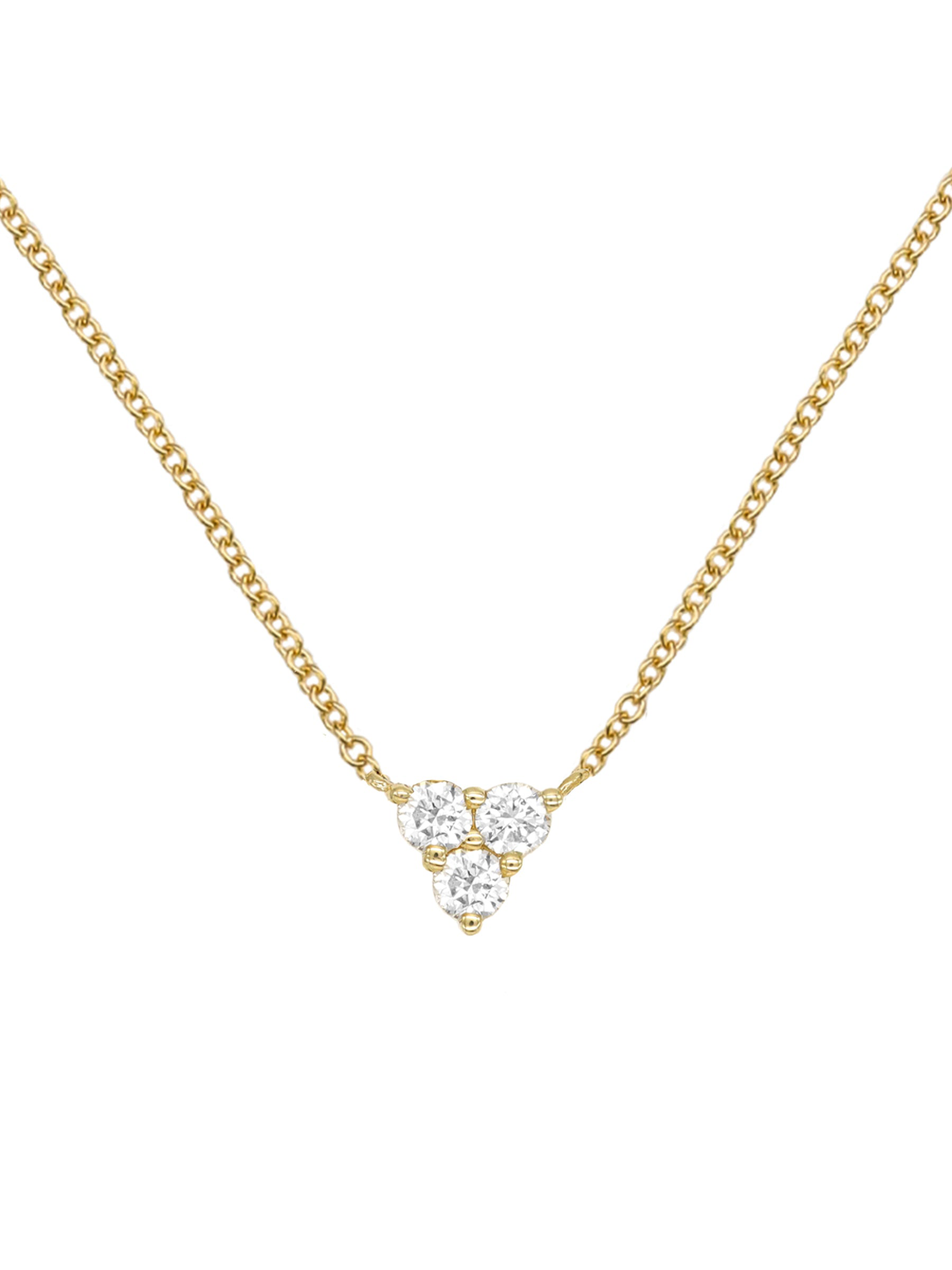 14k Yellow Gold Diamond Triangle Cluster Necklace
