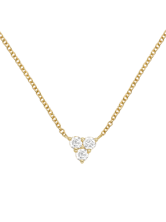 14k Yellow Gold Diamond Triangle Cluster Necklace